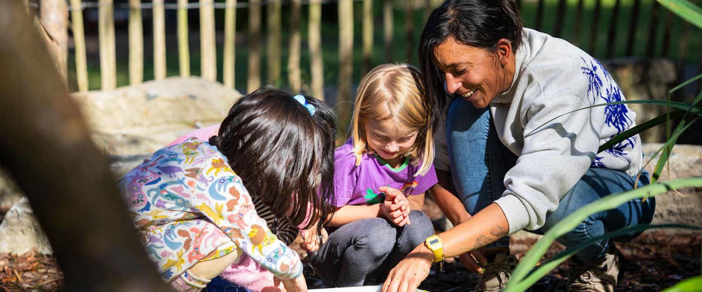 Primary students pond dipping