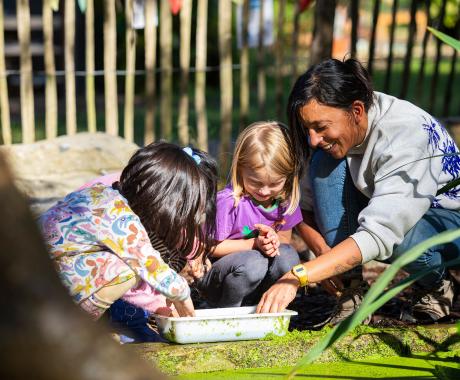 Primary students pond dipping