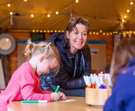 Primary teacher with students