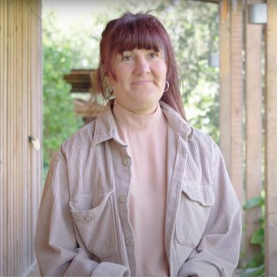 Female teacher being interviewed outdoors