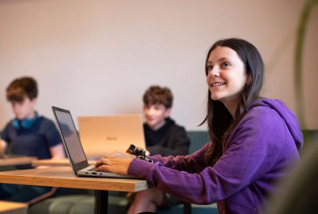 Secondary students in co working space