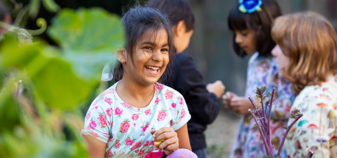 Primary student learning outdoors