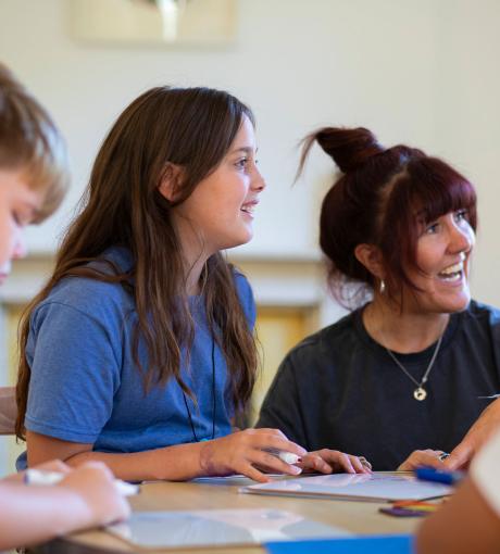 Maths teacher with primary students