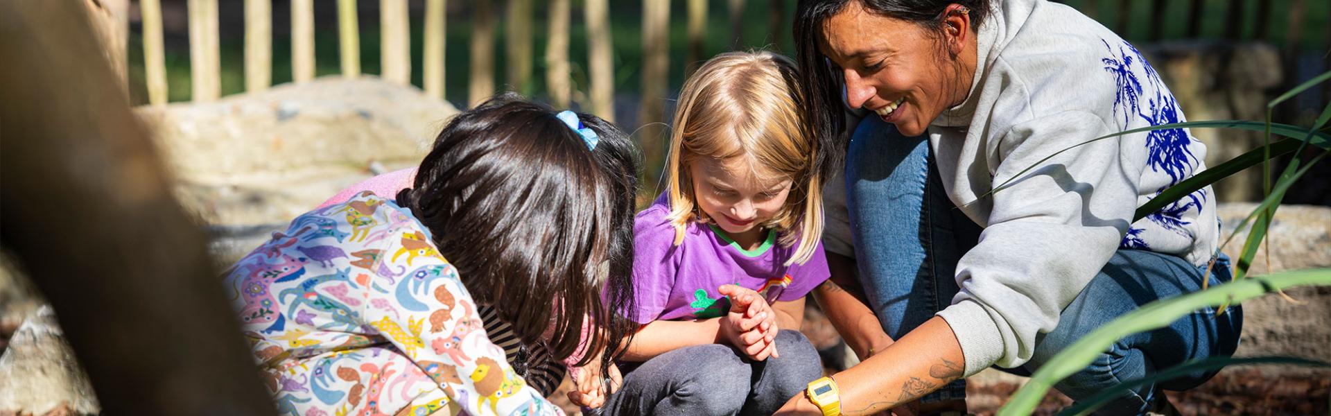 Primary students pond dipping